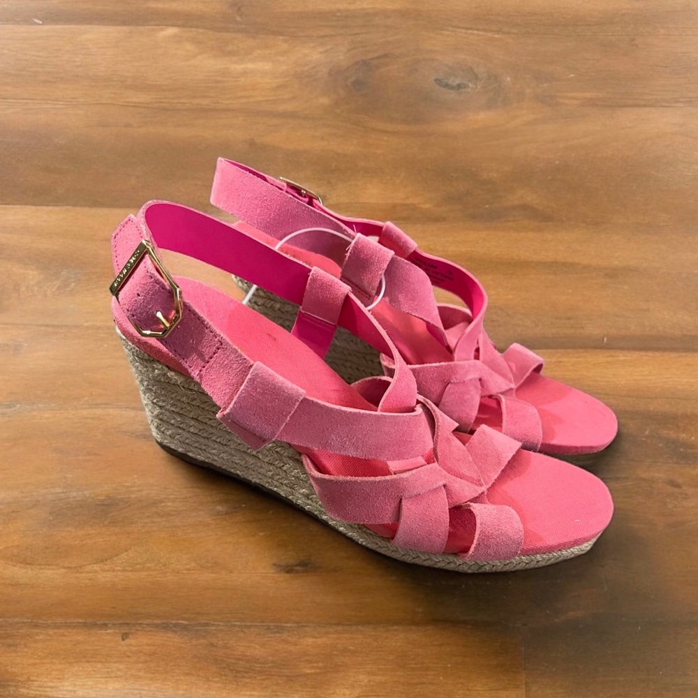 Cole Haan Womens Size 7B Pink W25389 Platform Rope Wedge Heels New With Scuffs